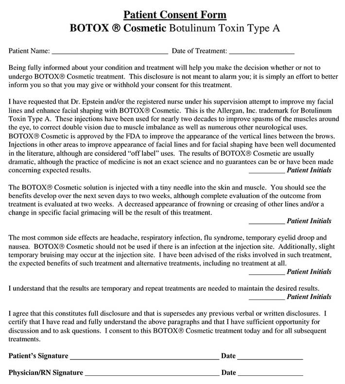 Botox Injection Consent Form