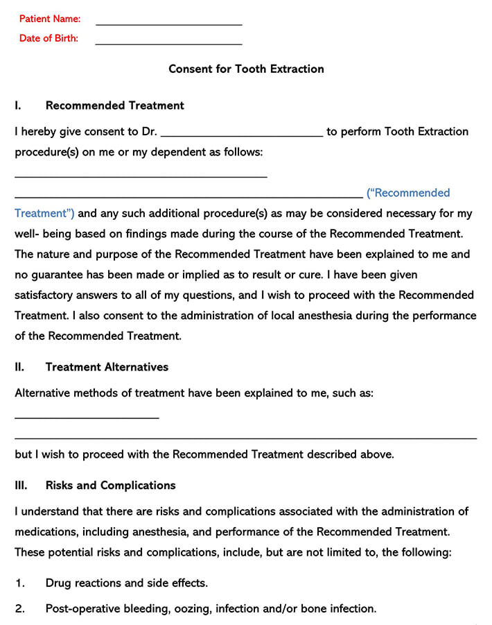 Dental Bone Graft Consent Form