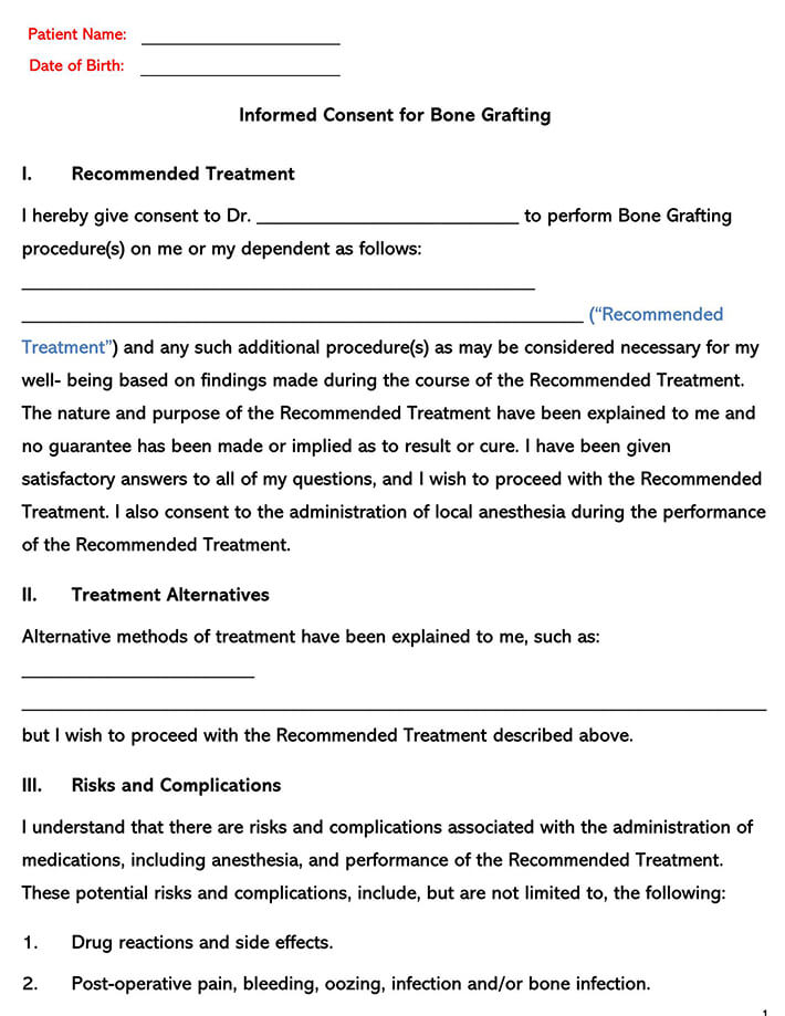 Dental Bone Graft Consent Form