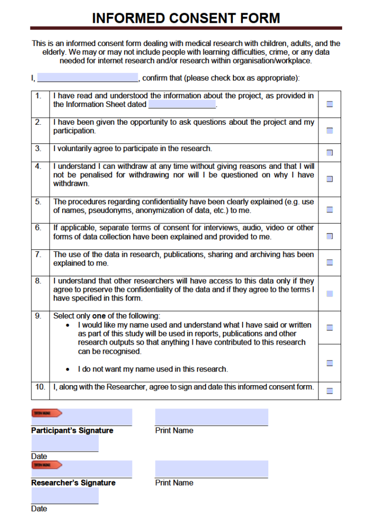 Informed Consent Form For Research