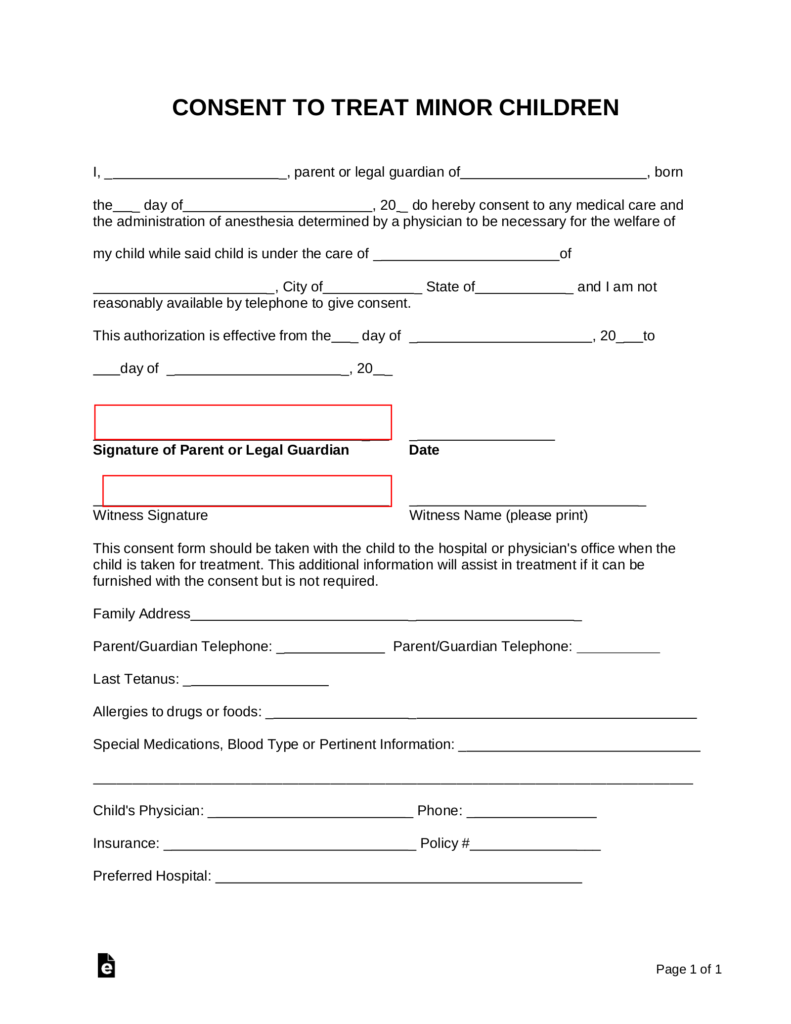 Minor Medical Consent Form