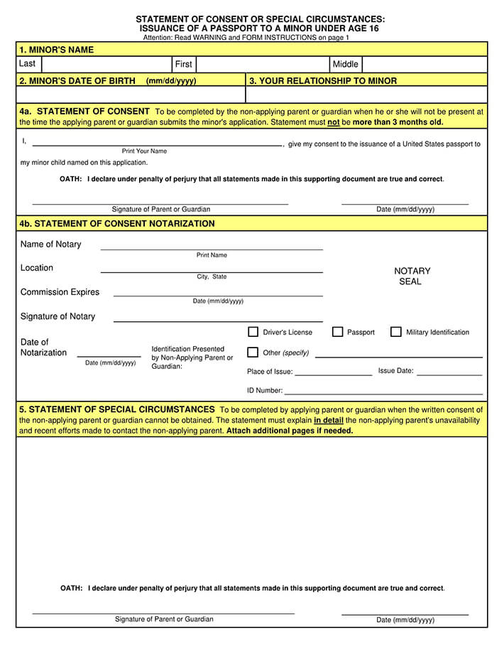 Us Passport Parental Consent Form