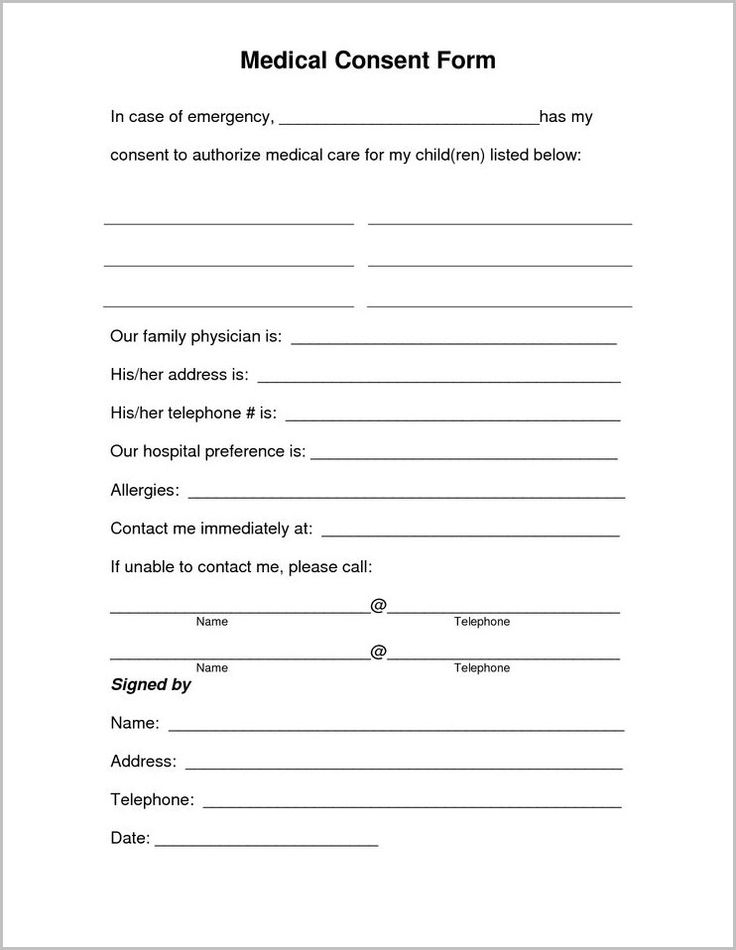 Medical Consent Form For Minor Traveling With Grandparents