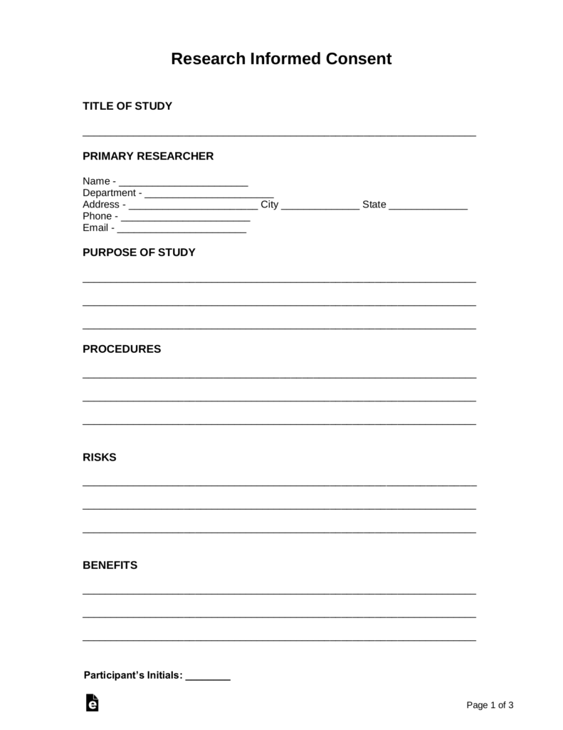 Informed Consent Form Template For Research
