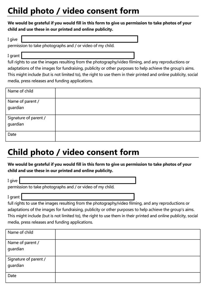 Parental Consent Form For Video Recording