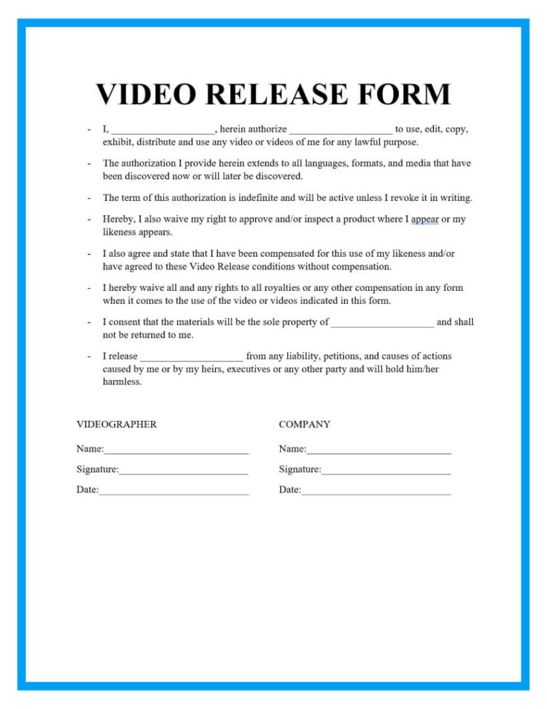 Video Consent Release Form Template