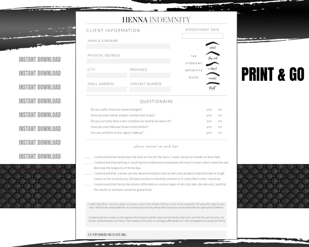 Henna Brow Consent Form Pdf