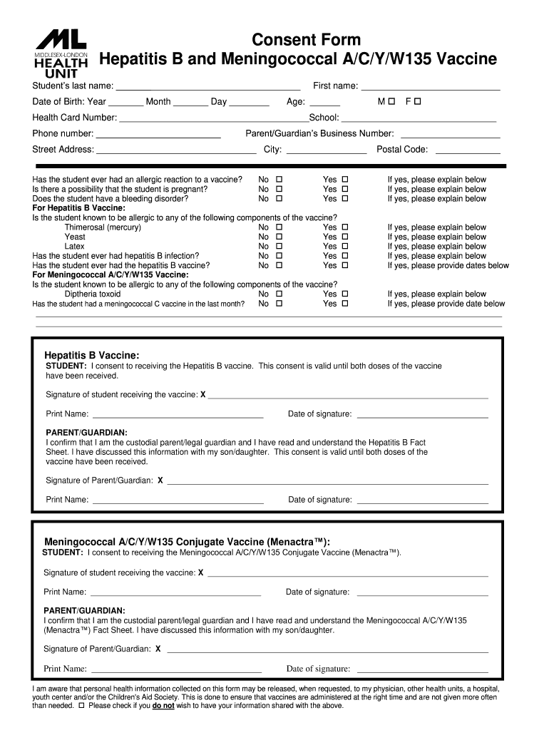 Cdc Hepatitis A Vaccine Consent Form