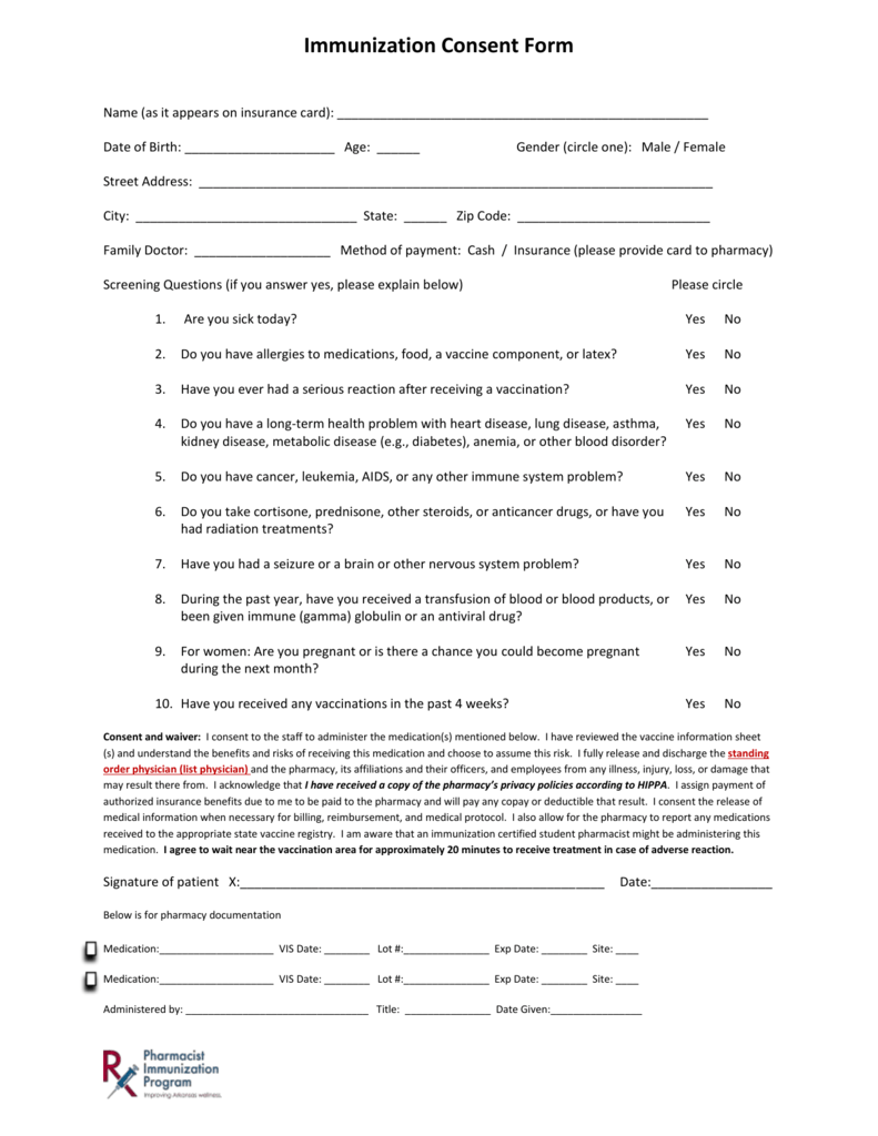 Giant Food Vaccine Consent Form