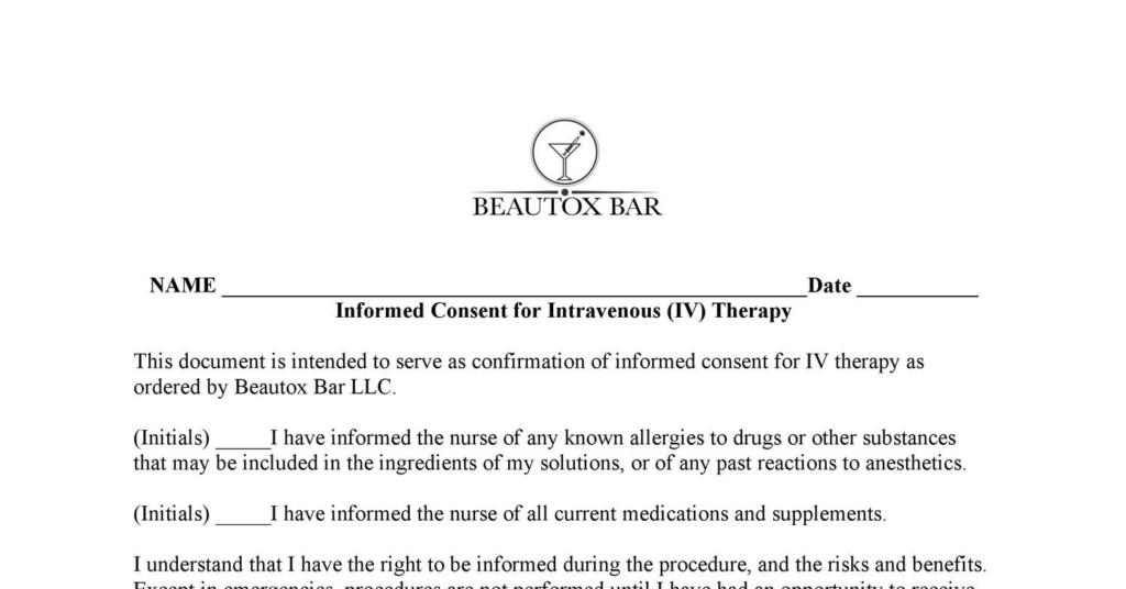 Iv Infusion Consent Form
