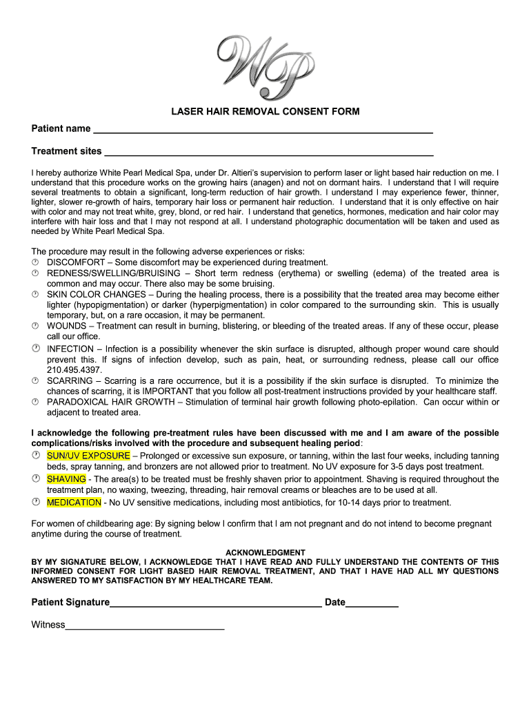 Laser Treatment Consent Form