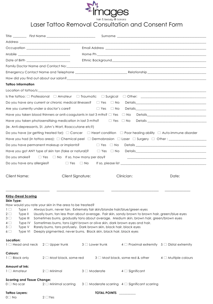 Laser Treatment Consent Form