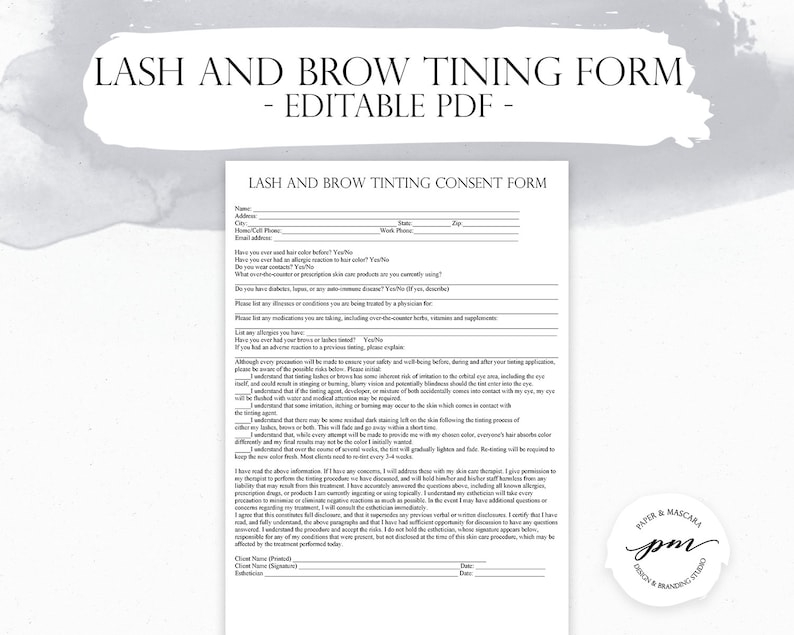 Eyelash And Eyebrow Tinting Consent Form