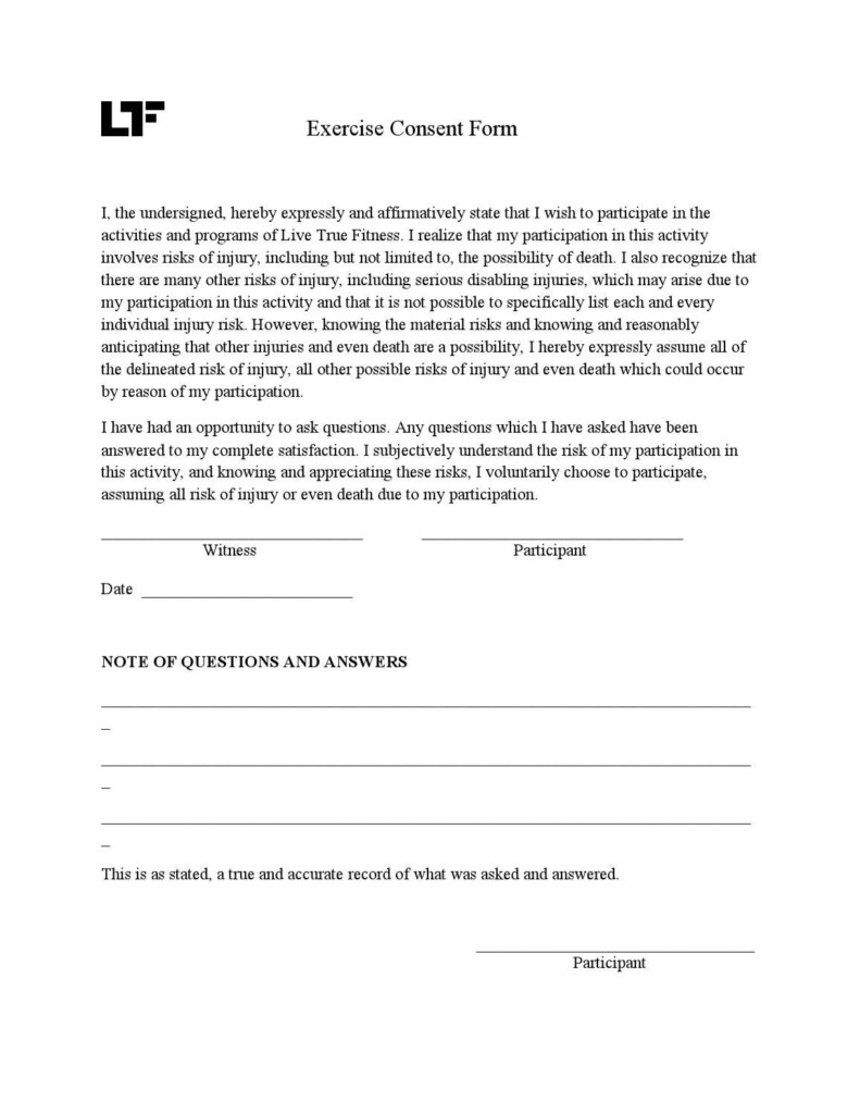 Exercise Consent Form