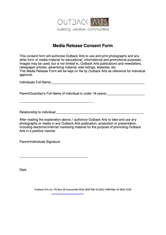 Consent To Publish Release Form