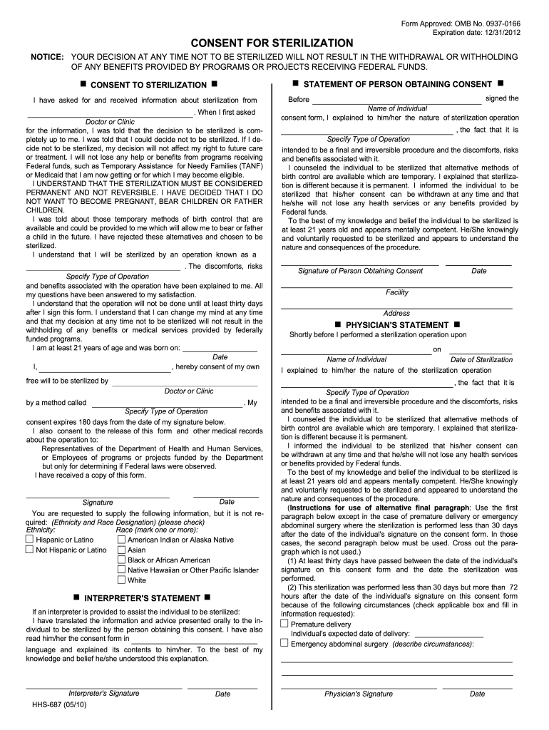 Sterilization Consent Form Pm 284