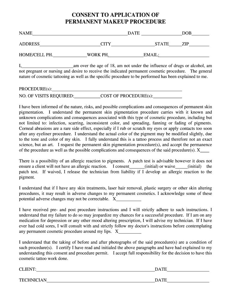 Consent Form For Microblading