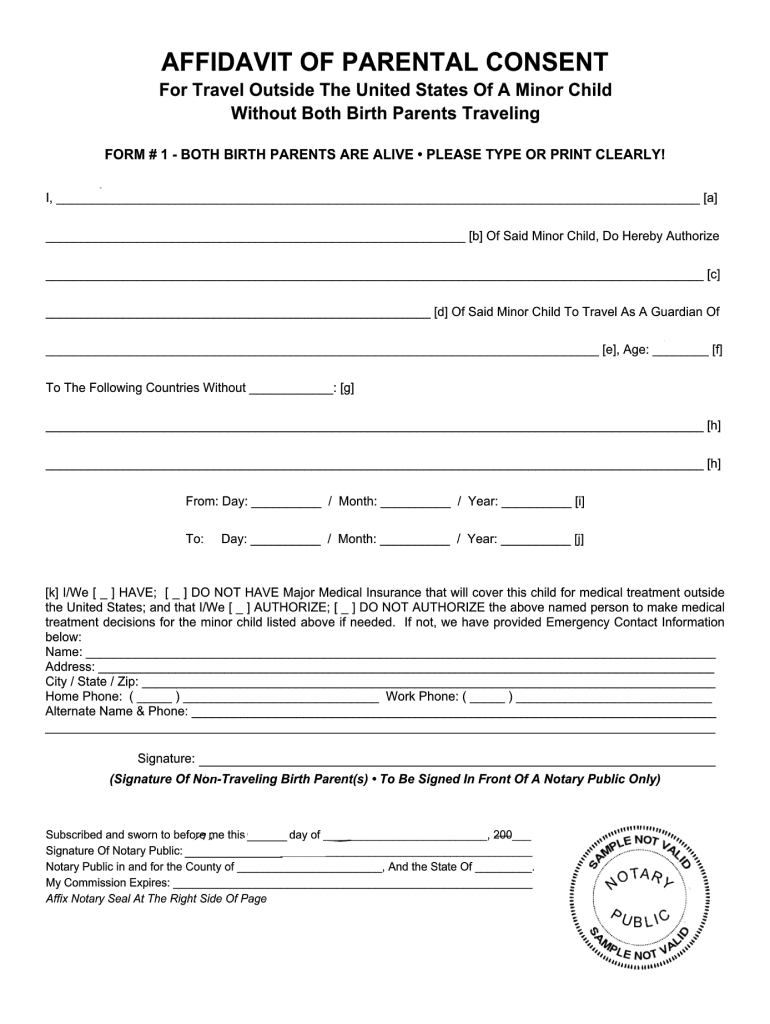 Consent To Travel Form Minor