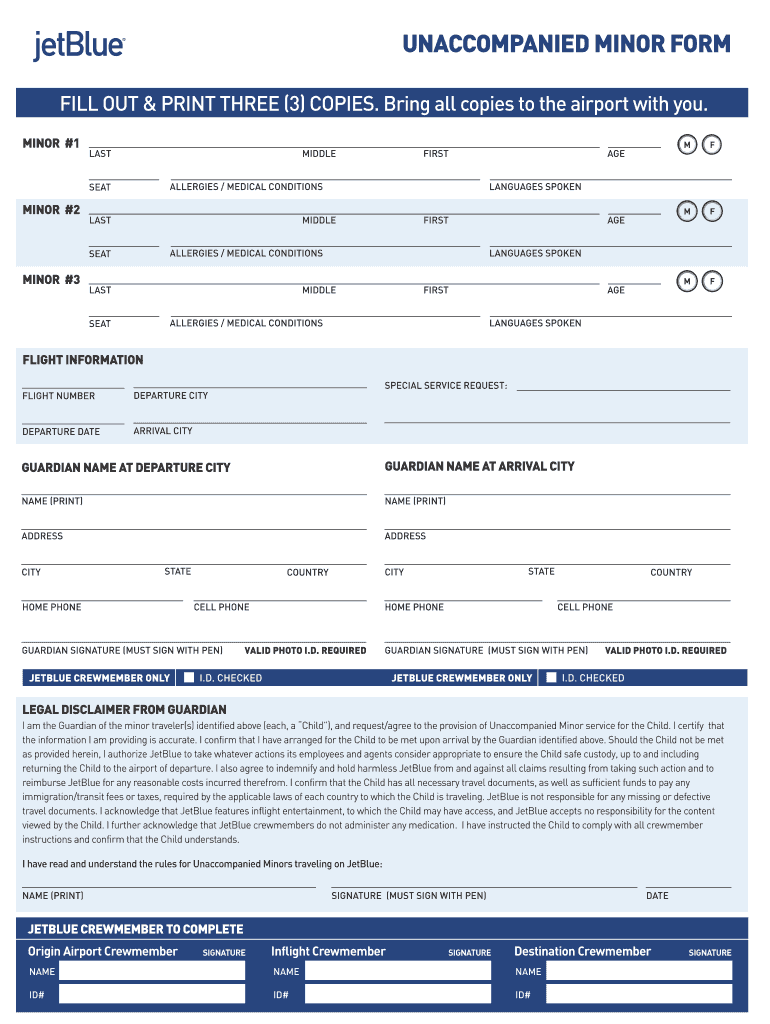 Unaccompanied Minor Travel Consent Form