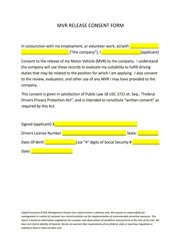 Mvr Release Consent Form