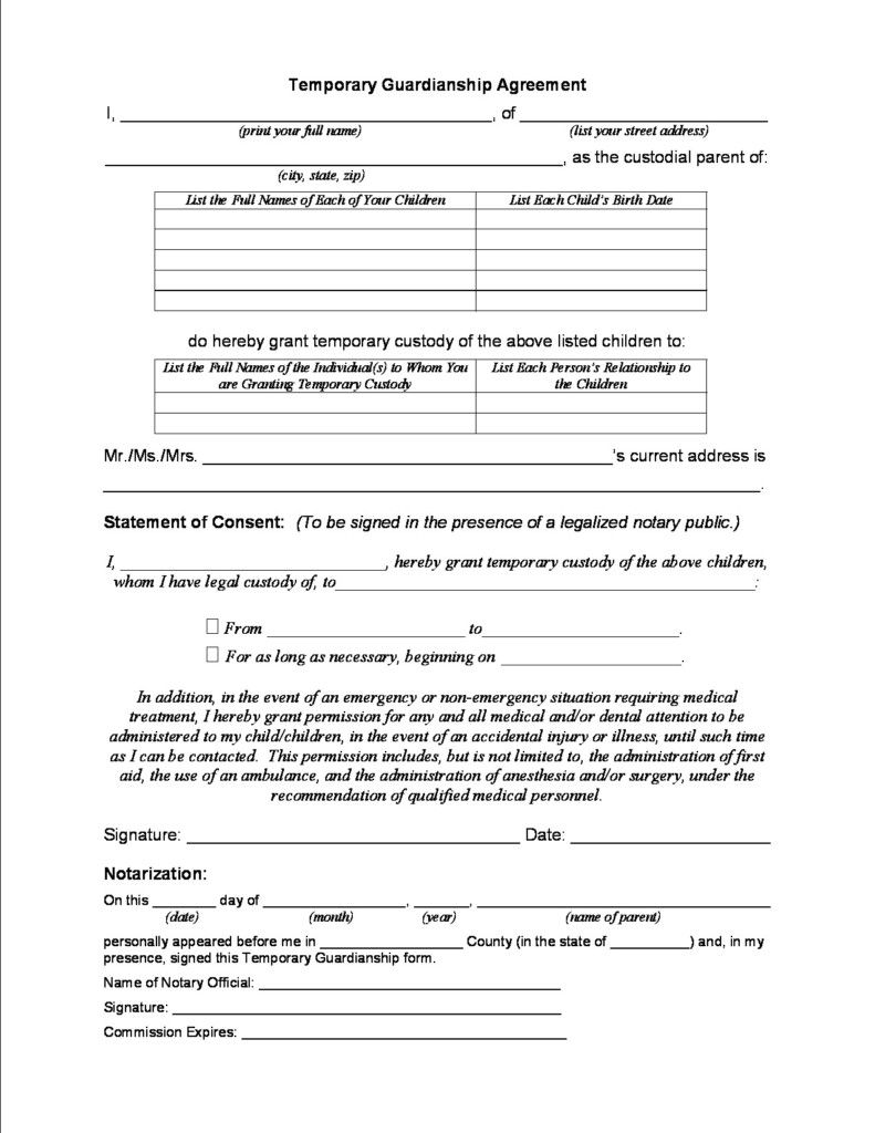Notarized Parental Consent Form For Minors