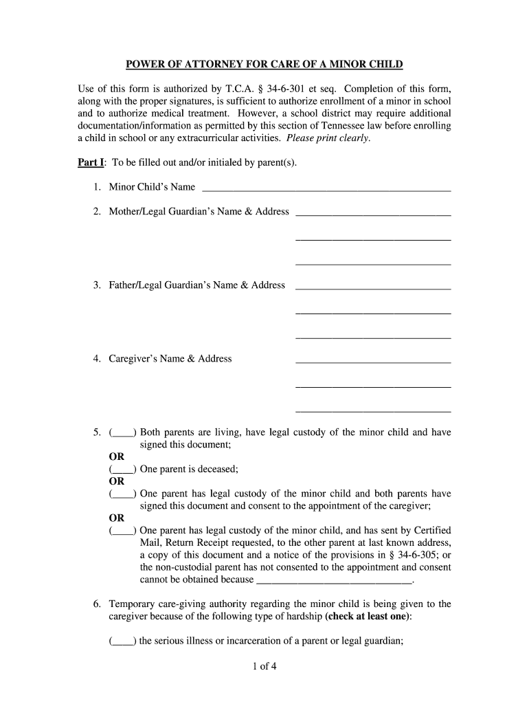 Tennessee Parental Consent Form