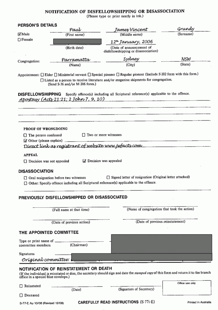 Jehovah Witness Consent Form