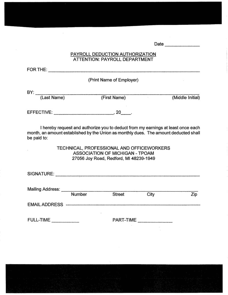Payroll Deduction Consent Form