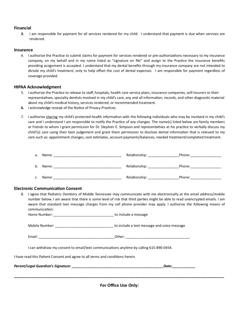 Tennessee Parental Consent Form