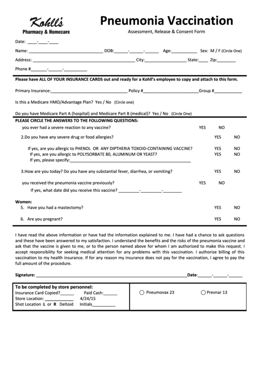 Pneumonia Consent Form