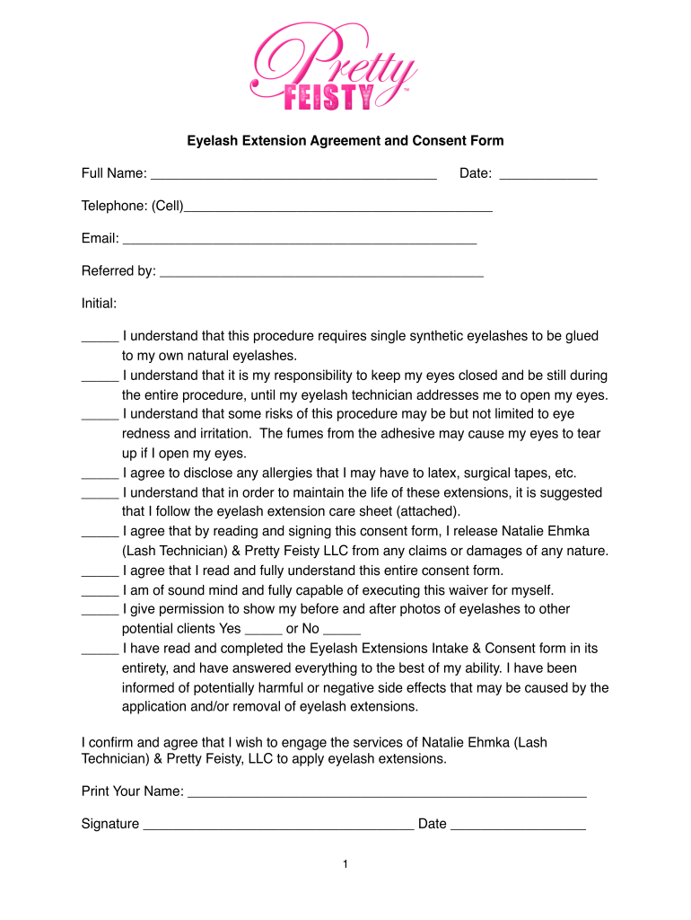 Eyelash Extension Consent Form Printable