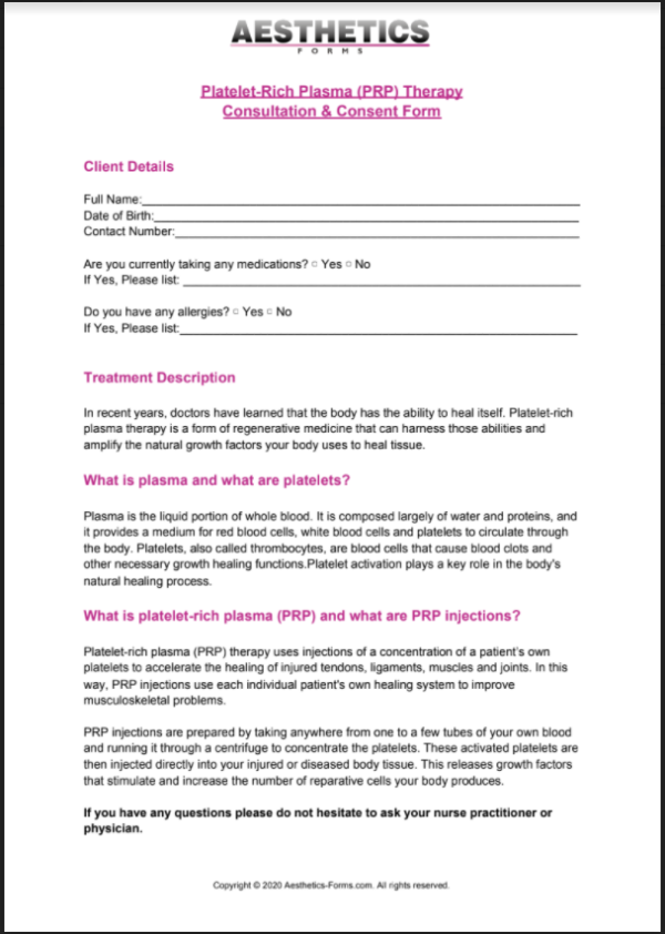 Prp Consent Form