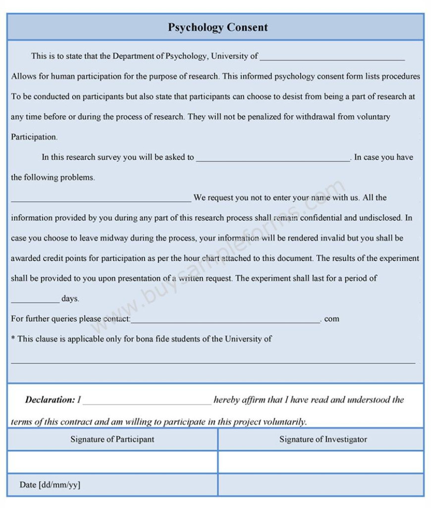 How To Write A Consent Form For Psychology Research