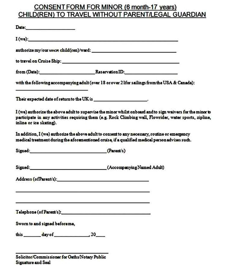 Youth Travel Consent Form
