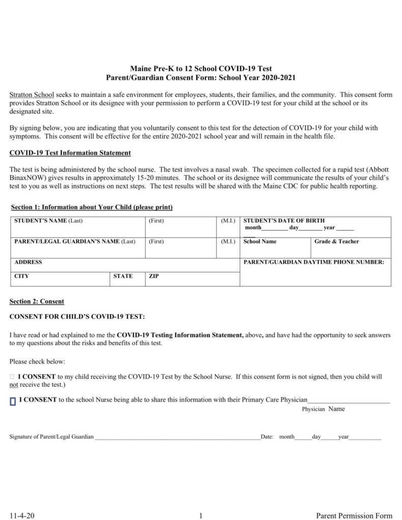 Covid Testing Consent Form
