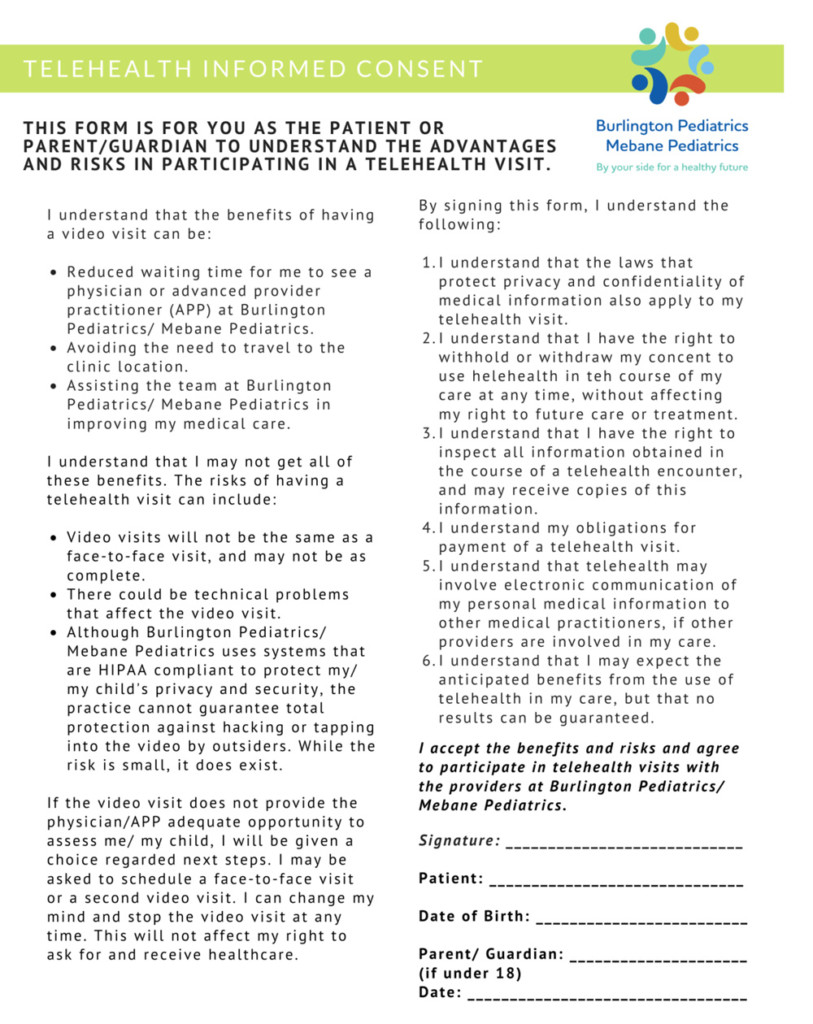 Zoom Telehealth Consent Form