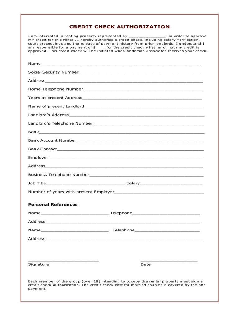 Tenant Credit Check Consent Form