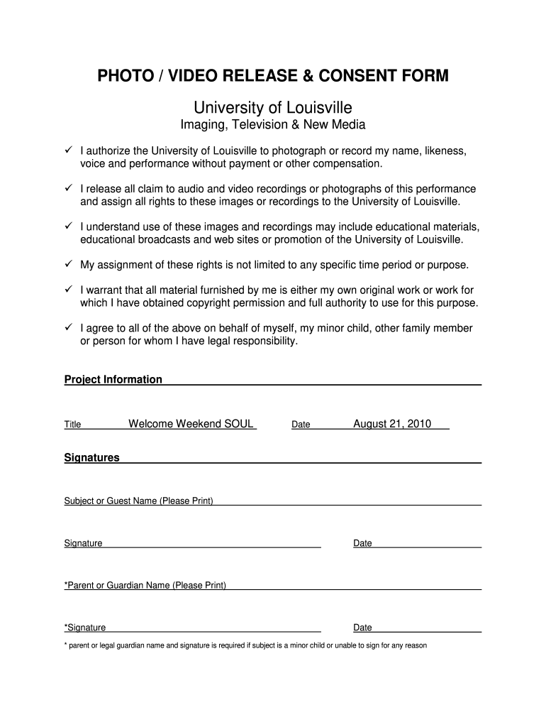 Photo Video Release Consent Form