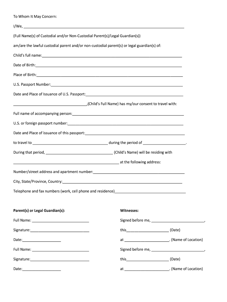 Us Passport Minor Consent Form