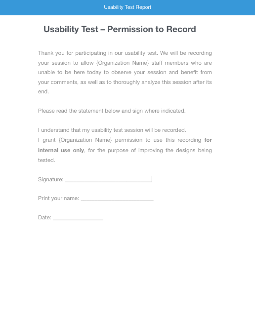Consent Form For Usability Testing