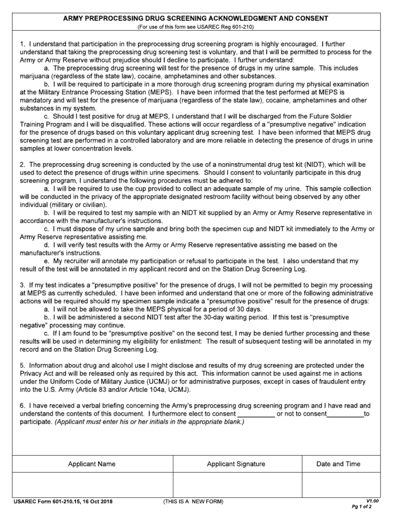 Army Opat Consent Form