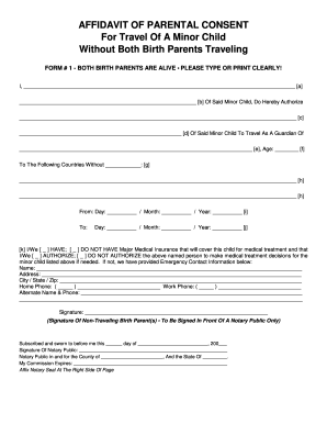 Travel And Medical Consent Form For Minor