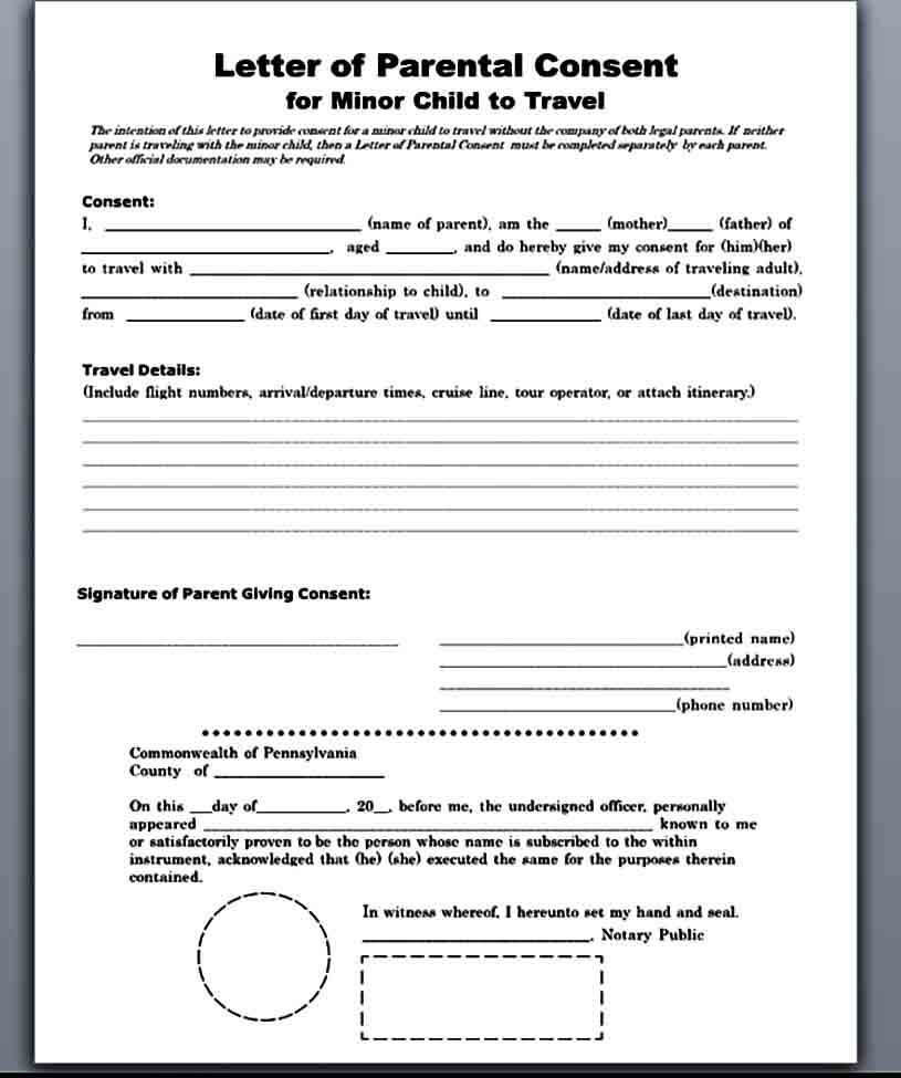 Delta Airlines Child Travel Consent Form