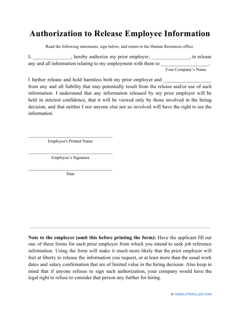 Consent Release Of Information Authorization Form