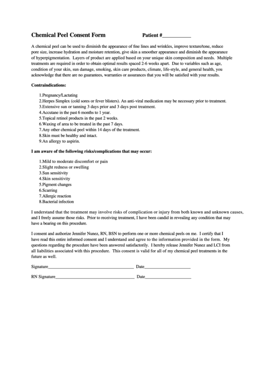 Generic Chemical Peel Consent Form