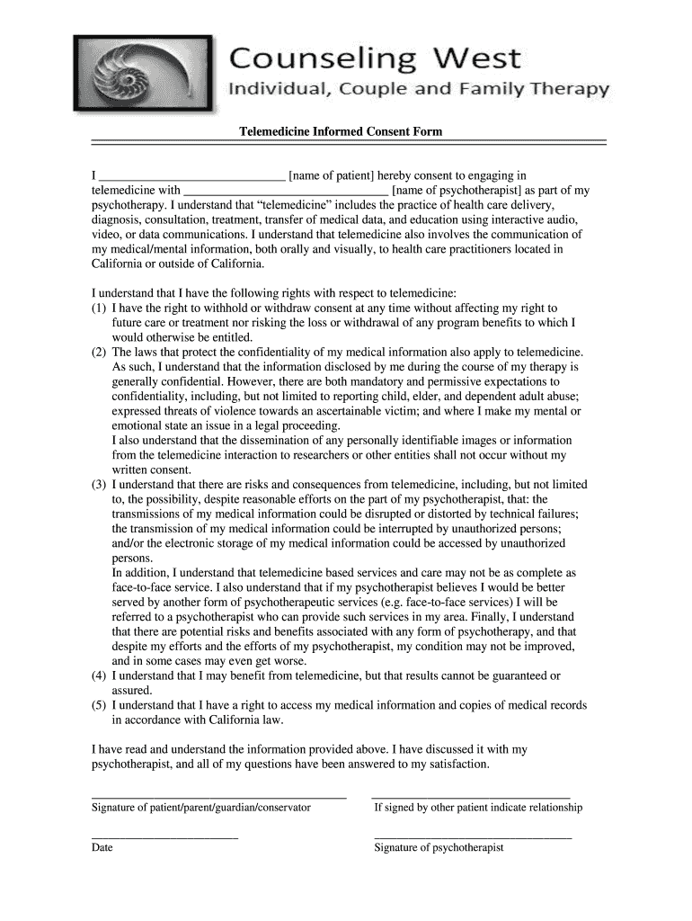 Professional Counseling Informed Consent Form Georgia