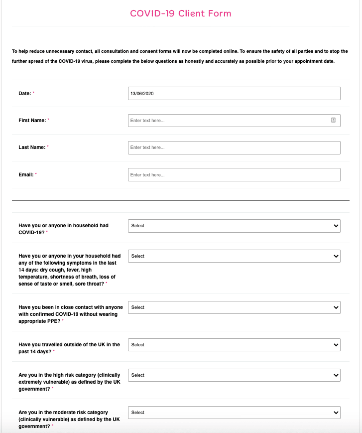 Consent Form For Covid Testing
