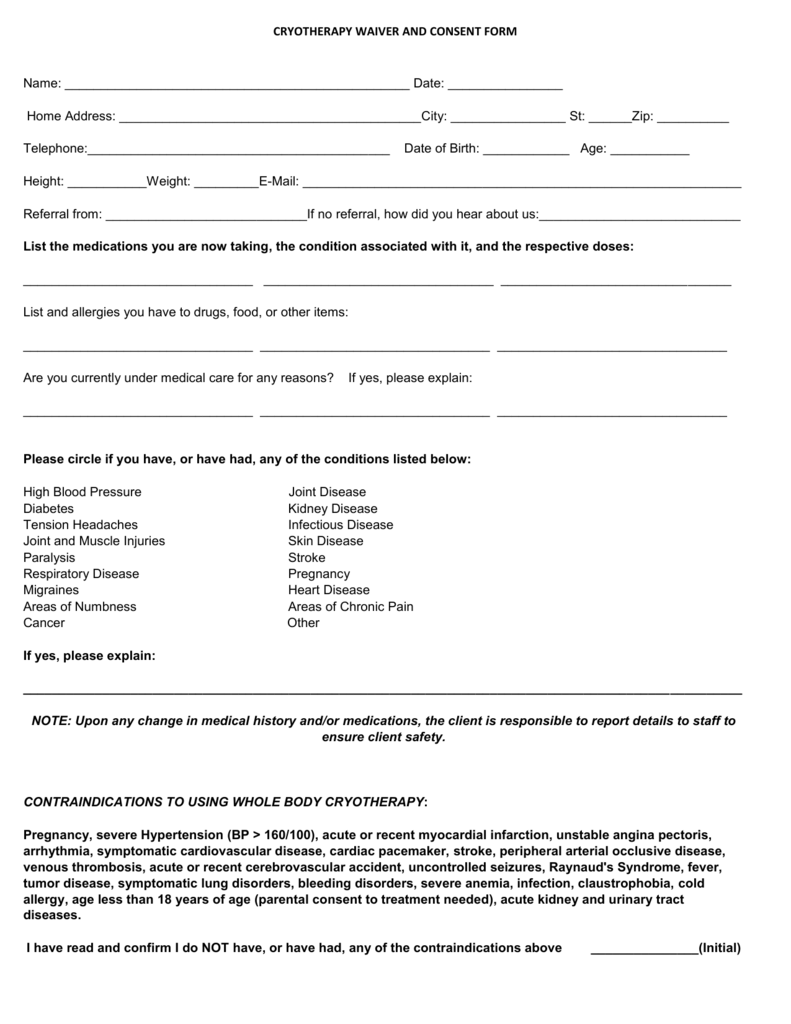 Wart Removal Consent Form