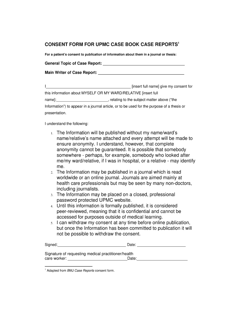 Consent Form For Case Report
