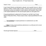 Corporal Punishment Consent Form